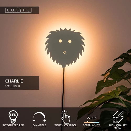 Lucide CHARLIE - Wall light Children - LED Dim. - 1x7W 2700K - Cream - USP